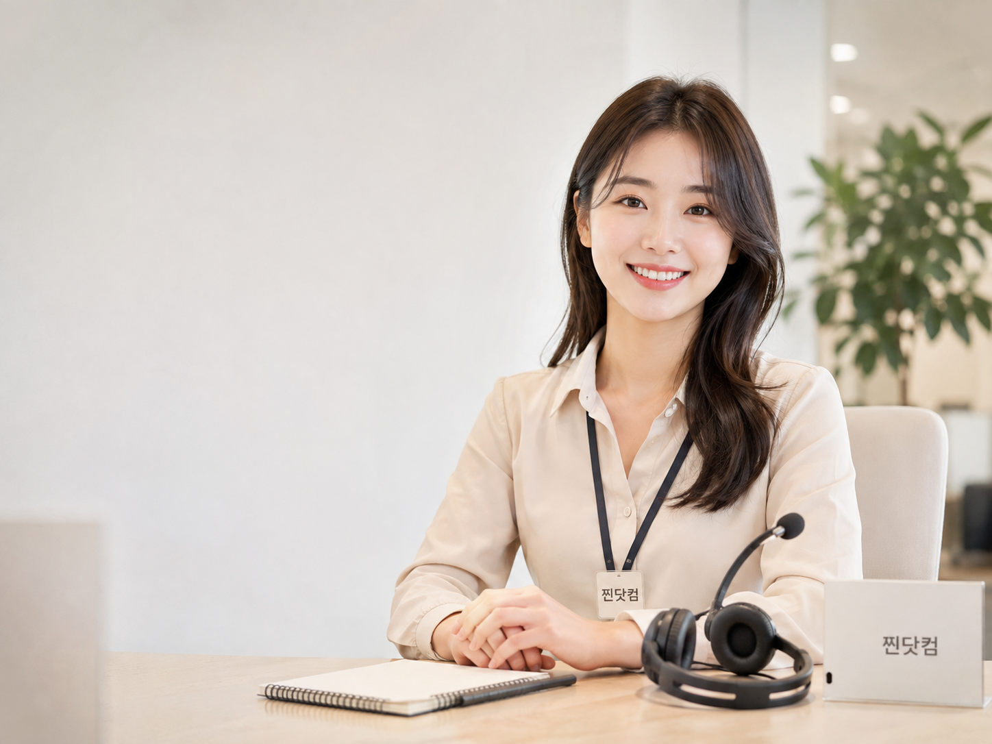밝은 고객센터에서 이용 안내를 제공하는 상담 전문가