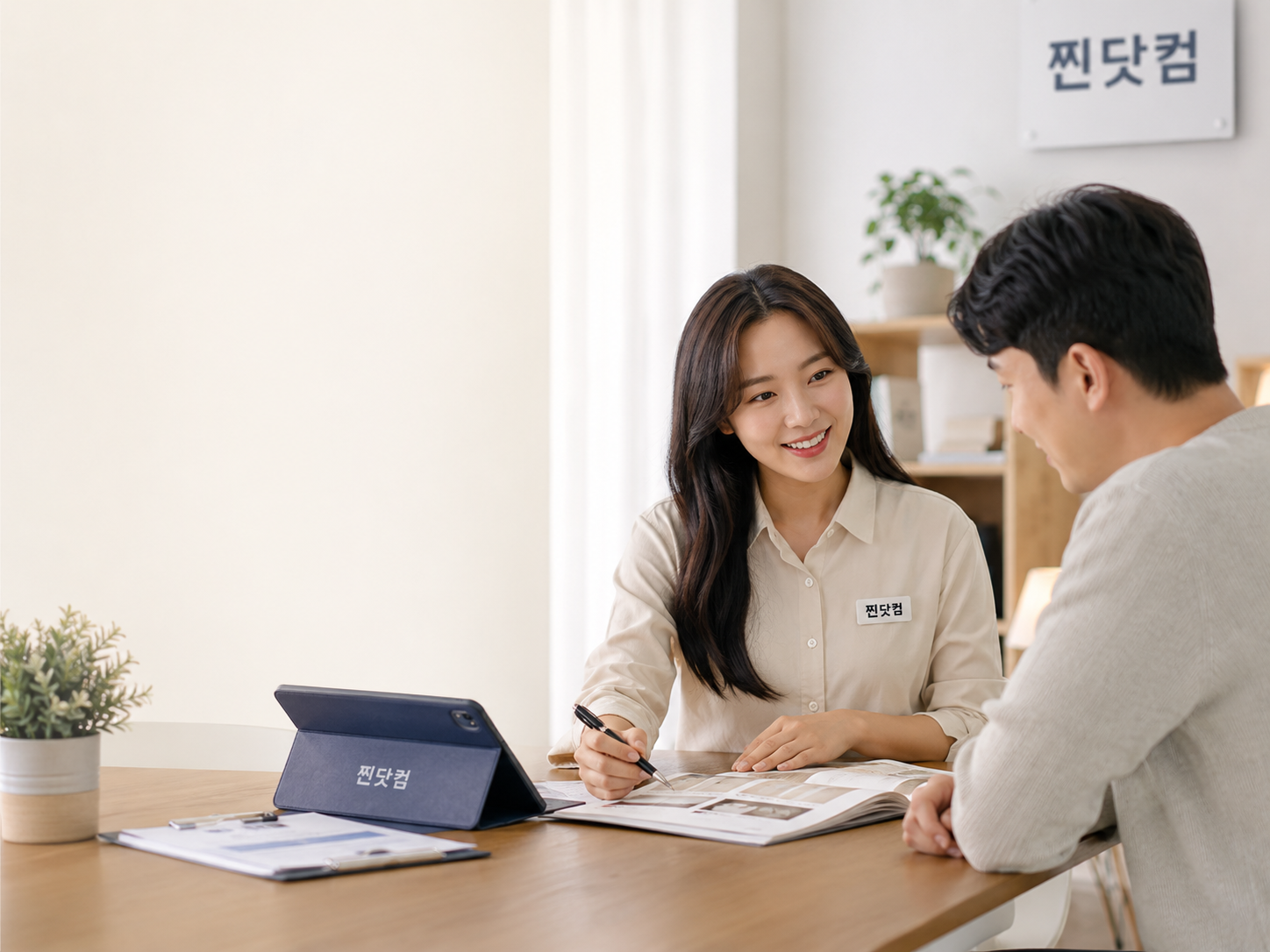 밝은 생활공간에서 다양한 생활서비스 이용 방법을 안내하는 전문가