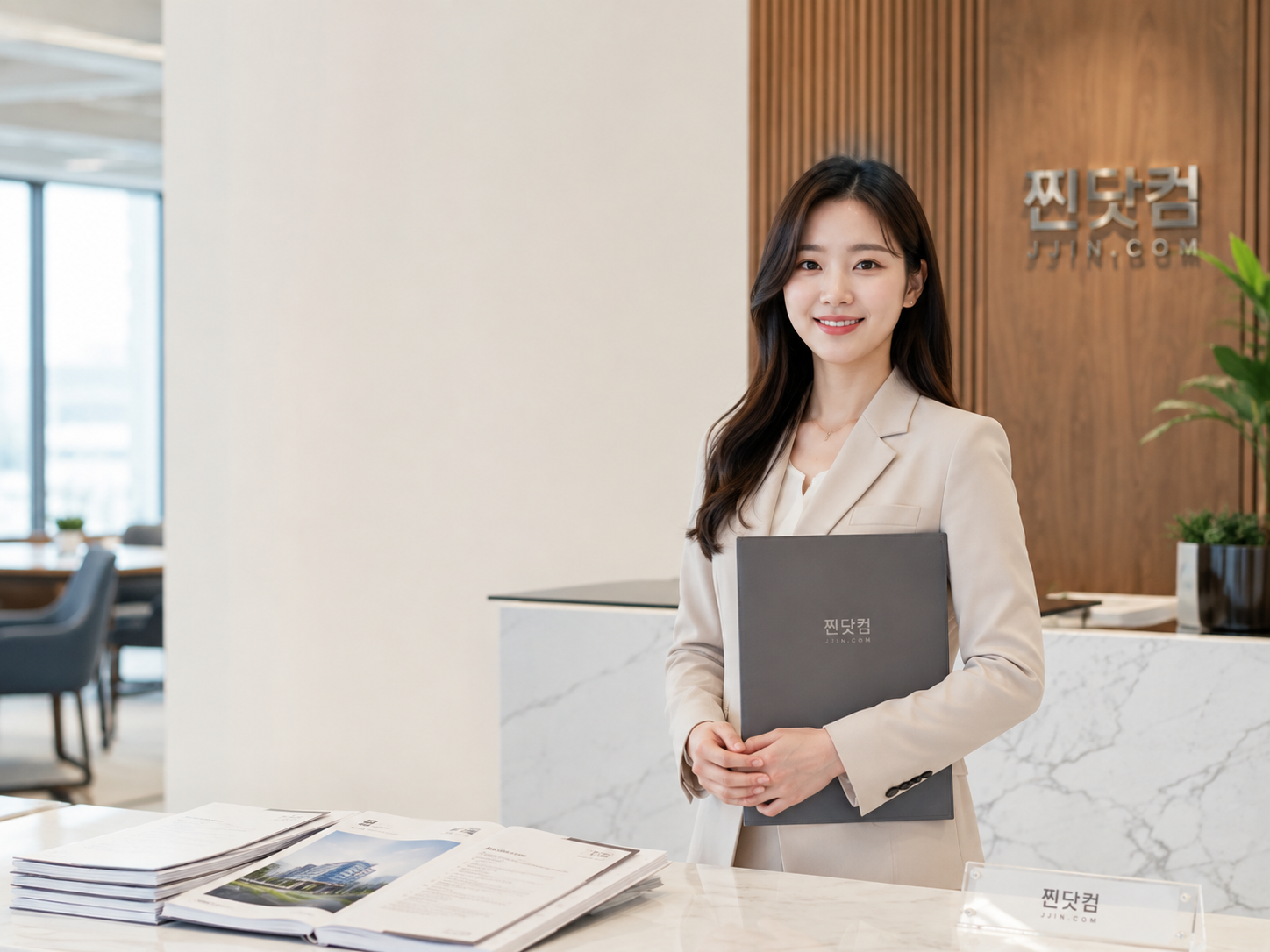 밝고 현대적인 사무공간의 회사 운영 환경